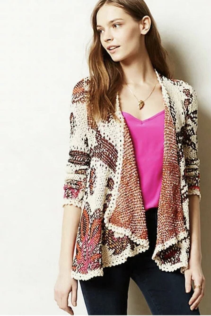 EUC Anthropologie Moth Pleiades Knit Open Boho Cardigan Sweater Size Small RARE